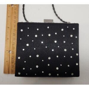 Women's Black Evening small crossbody‎ clamshell style purse